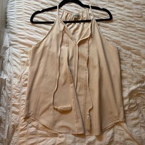 Paper Crane Cream Halter Tie-Front Tassel Camisole